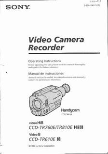 Sony CCD TR 610 E manual. Camera Instructions.